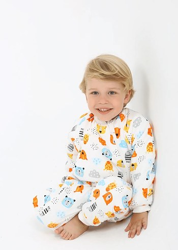 Leopar Desenli Beyaz Çocuk Polar Uyku Tulumu - Görsel 2