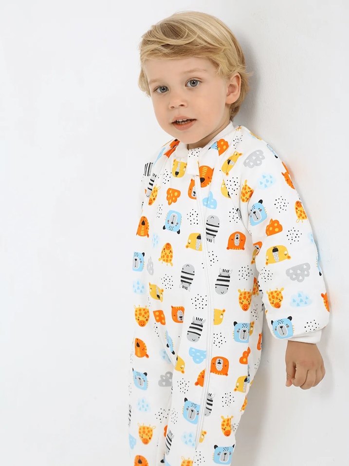 Leopar Desenli Beyaz Çocuk Polar Uyku Tulumu - Görsel 3