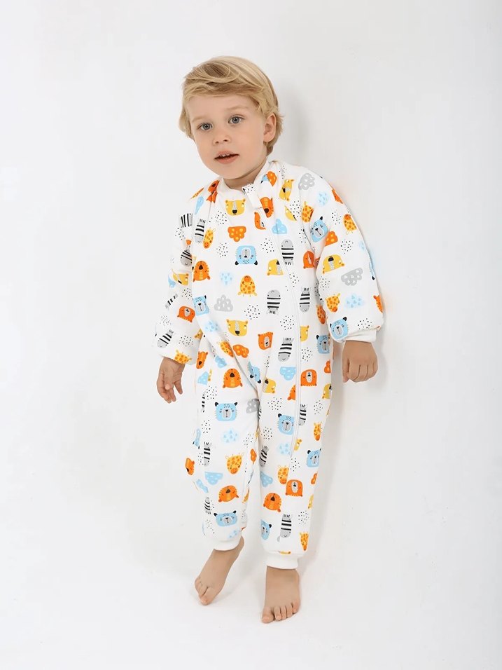 Leopar Desenli Beyaz Çocuk Polar Uyku Tulumu - Görsel 4