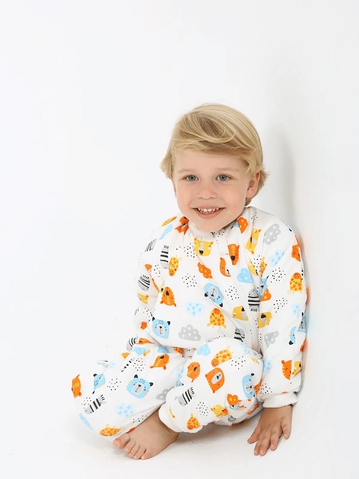 Leopar Desenli Beyaz Çocuk Polar Uyku Tulumu - Görsel 2