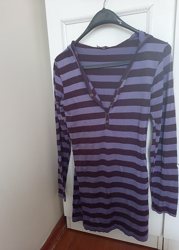 Mor Çizgili V Yaka Hamile Bluzu - Görsel 4