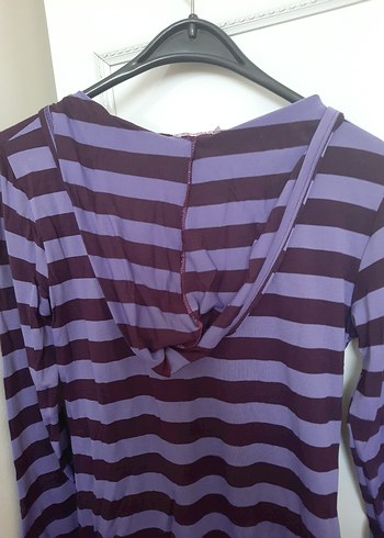 Mor Çizgili V Yaka Hamile Bluzu - Görsel 2