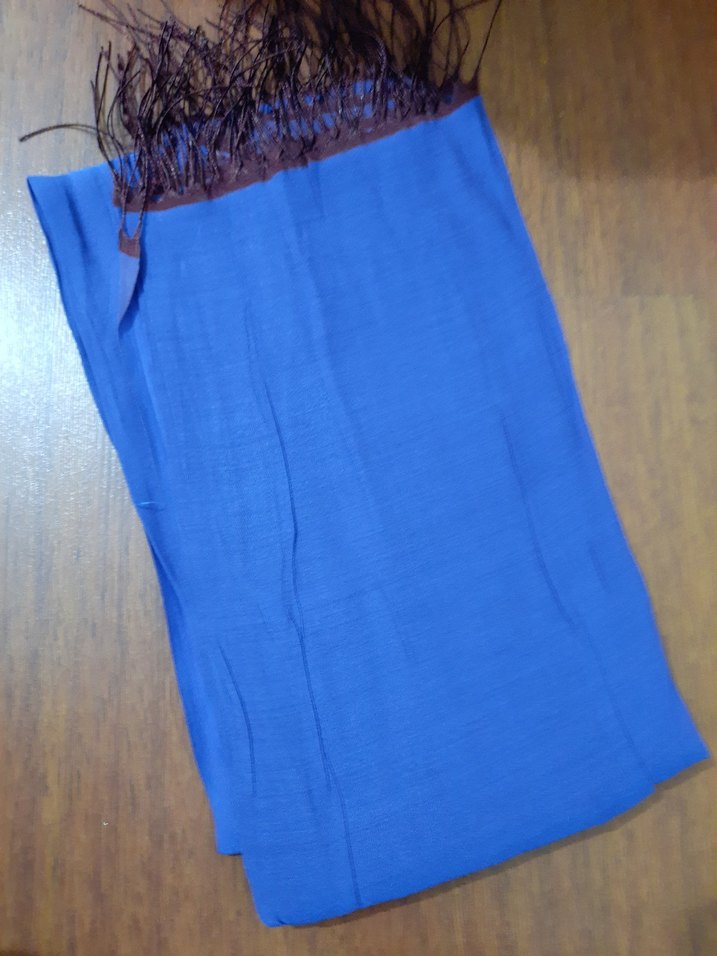 Püsküllü Mavi Kadın Şal - Görsel 2