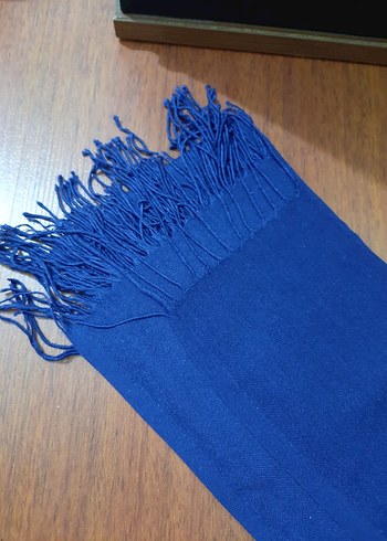 Püsküllü Mavi Kadın Şalı - Görsel 2