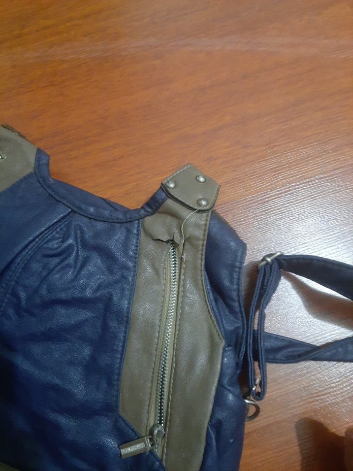 Mavi Deri Kadın Omuz Çantası - Görsel 3