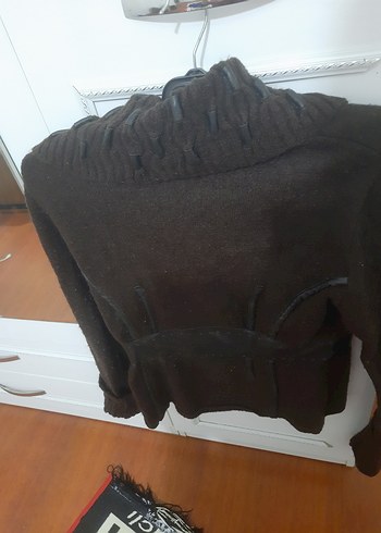 Kahverengi Süet Balıkçı Yaka Triko Kadın Kazak - Görsel 2