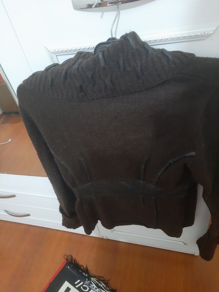 Kahverengi Süet Balıkçı Yaka Triko Kadın Kazak - Görsel 2