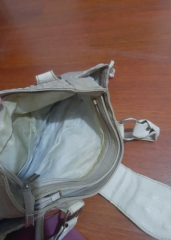 Bej Gri Deri Kadın El Çantası - Görsel 6