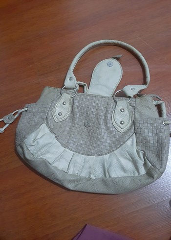 Bej Gri Deri Kadın El Çantası - Görsel 4