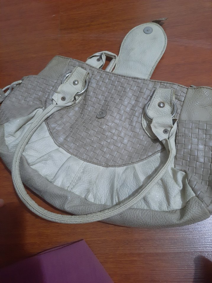 Bej Gri Deri Kadın El Çantası - Görsel 3