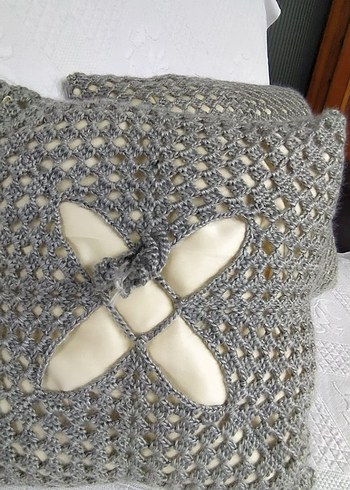 Gri Örgü Desenli Modern Dekoratif Yastık - Görsel 5