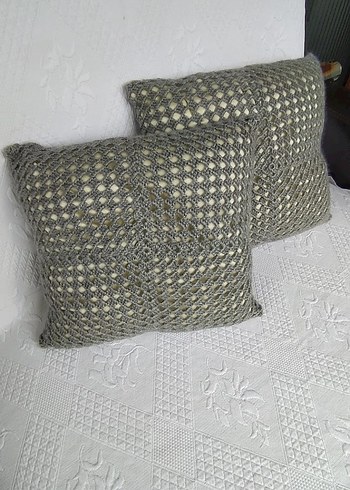 Gri Örgü Desenli Modern Dekoratif Yastık - Görsel 2