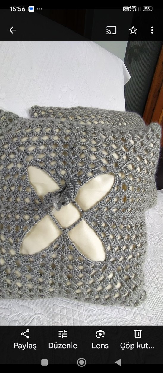 Gri Örgü Desenli Modern Dekoratif Yastık - Görsel 5