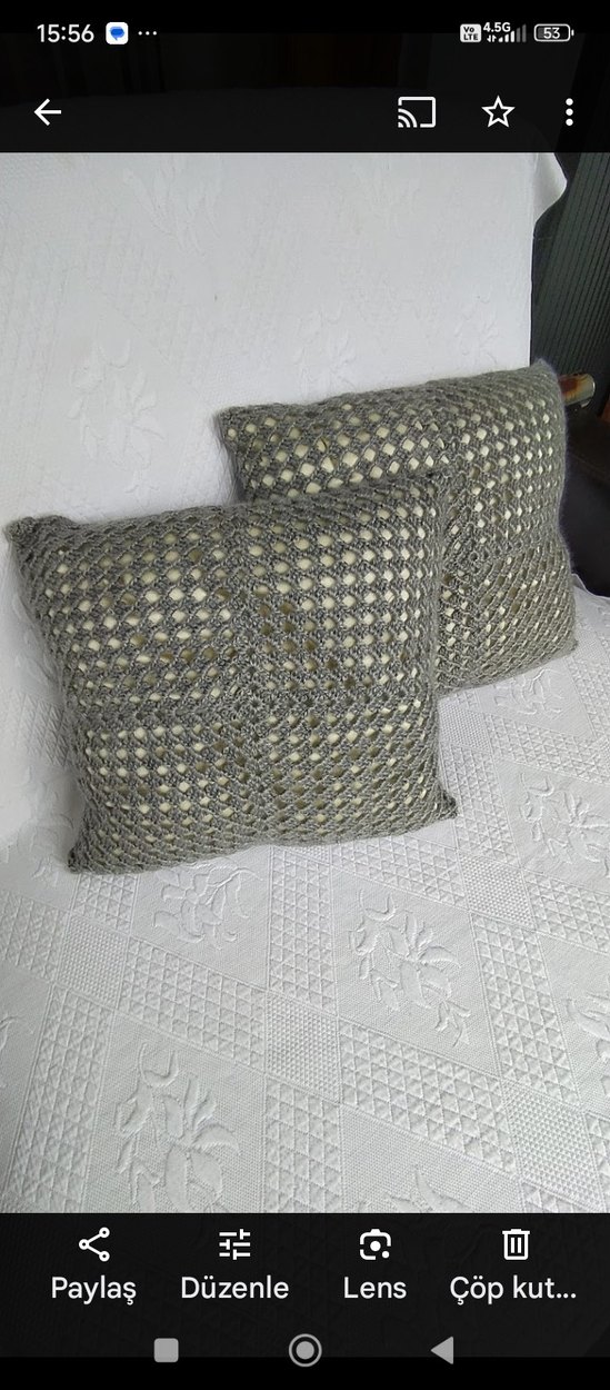 Gri Örgü Desenli Modern Dekoratif Yastık - Görsel 2