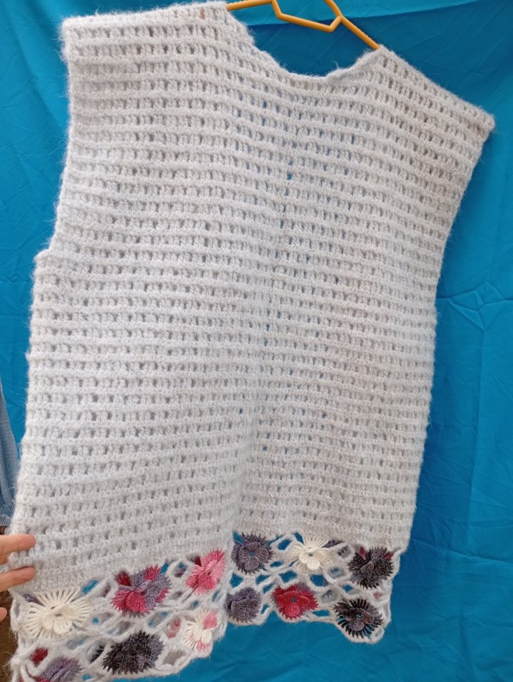 El Örgüsü Bohem Gri&renkli çiçek desenli Kadın Yelek - Görsel 5