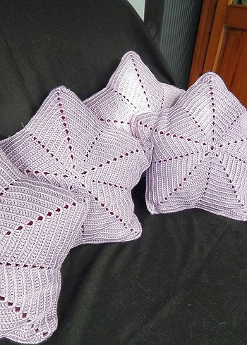 Açıklamayı okuyun lütfen. Örgü Yıldız Şekilli kırlent Yastıklar - Görsel 6