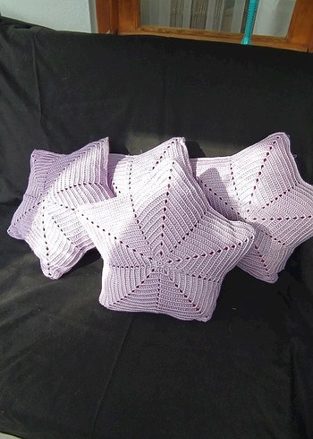 Açıklamayı okuyun lütfen. Örgü Yıldız Şekilli kırlent Yastıklar - Görsel 3