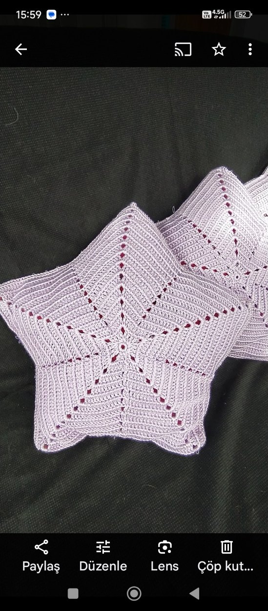 Açıklamayı okuyun lütfen. Örgü Yıldız Şekilli kırlent Yastıklar - Görsel 4