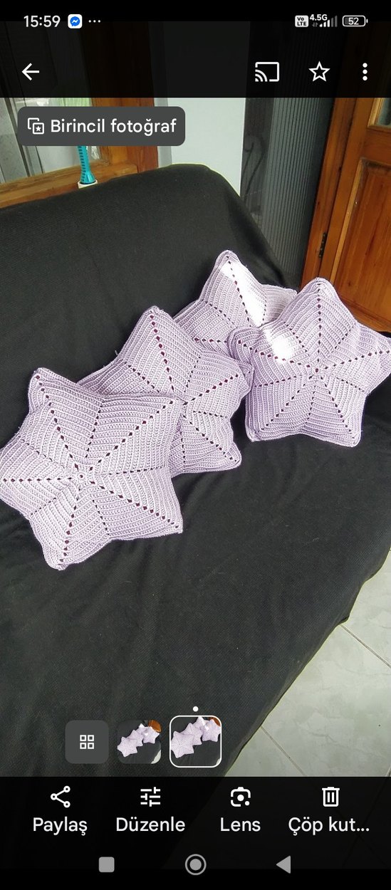 Açıklamayı okuyun lütfen. Örgü Yıldız Şekilli kırlent Yastıklar - Görsel 2