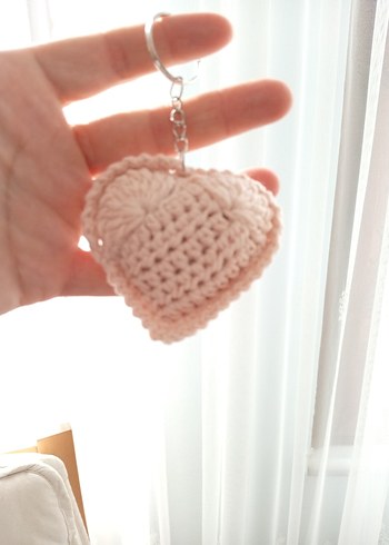 Lütfen açıklamayı okuyun. Renkli Örgü kalp şeklinde Anahtarlık - Görsel 6