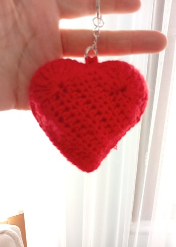 Lütfen açıklamayı okuyun. Renkli Örgü kalp şeklinde Anahtarlık - Görsel 5