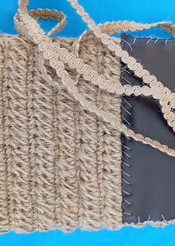 Kahverengi Örgü Bohem Kadın Çapraz Çanta - Görsel 5