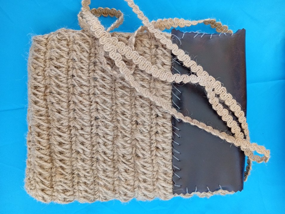 Kahverengi Örgü Bohem Kadın Çapraz Çanta - Görsel 5