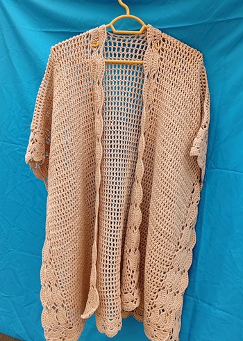 Bej Örgü Kadın Panço/yelek - Görsel 2