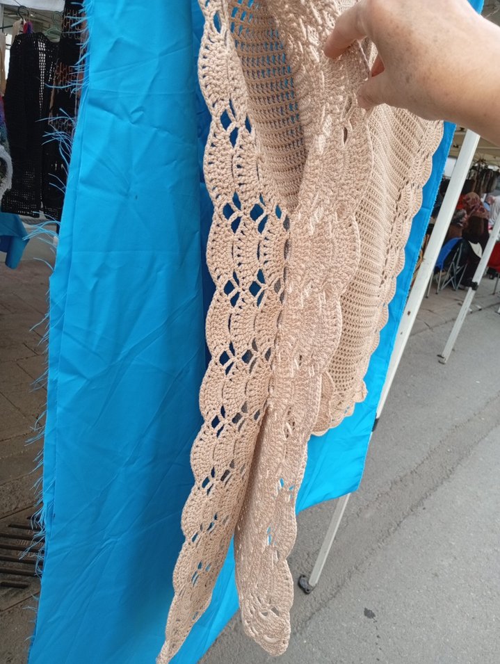 Bej Örgü Kadın Panço/yelek - Görsel 4