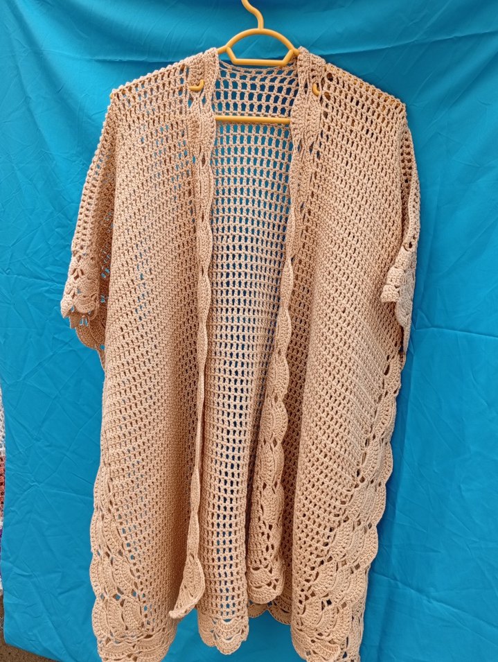 Bej Örgü Kadın Panço/yelek - Görsel 2