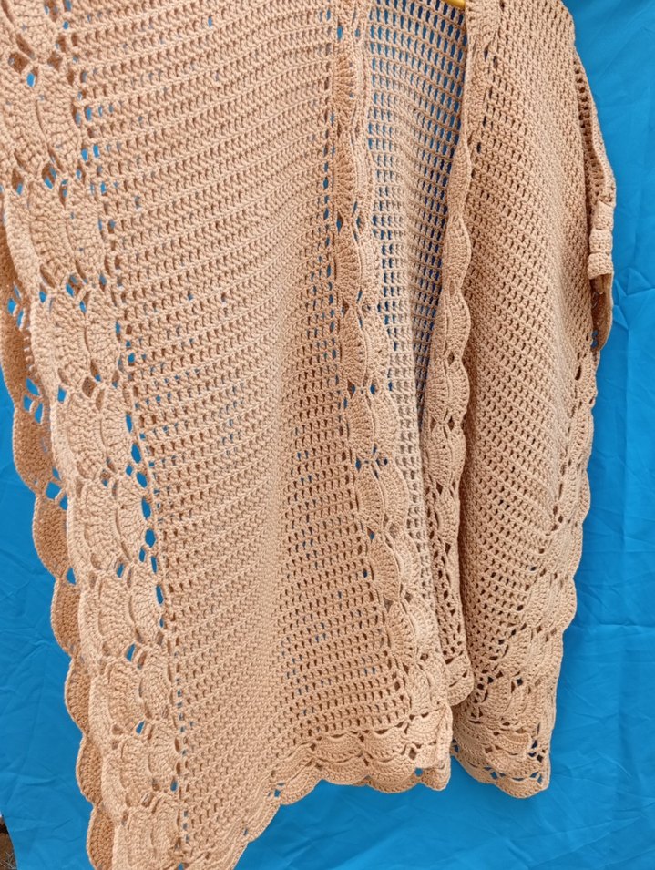 Bej Örgü Kadın Panço/yelek - Görsel 3