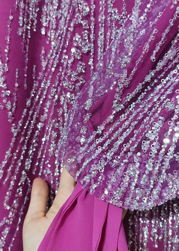 Hennin Tesettür Abiye Fuşya - Görsel 6