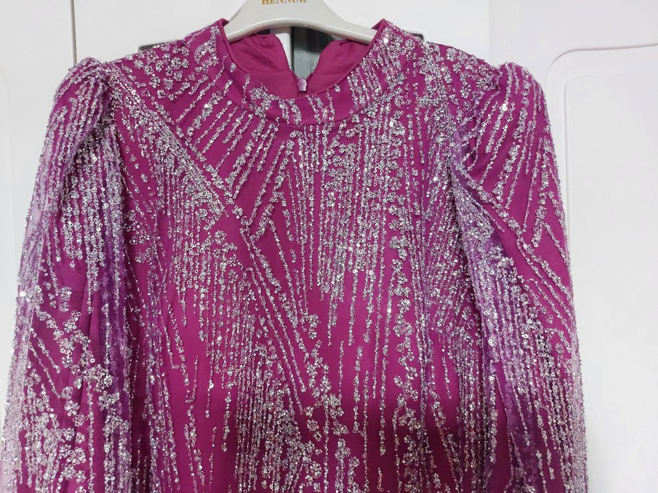 Hennin Tesettür Abiye Fuşya - Görsel 2