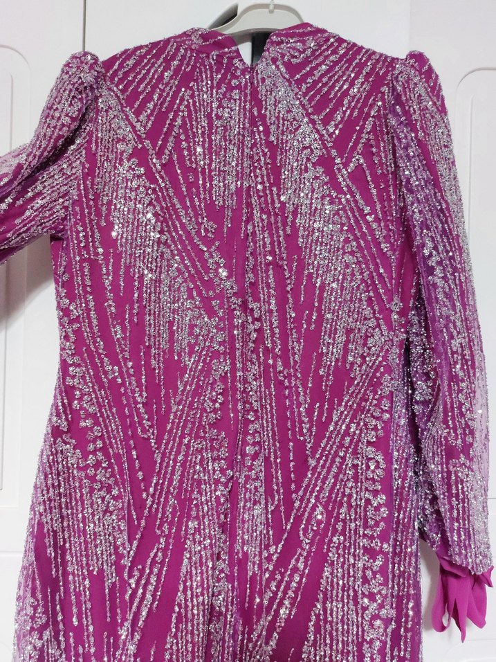 Hennin Tesettür Abiye Fuşya - Görsel 5