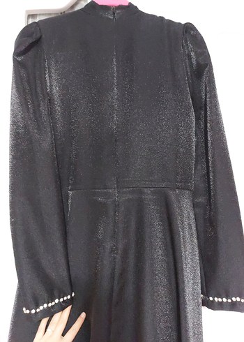 Siyah Tesettür Abiye Elbise - Görsel 5