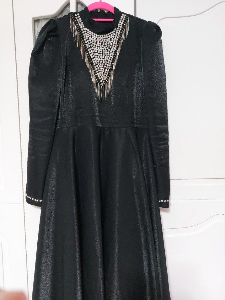 Siyah Tesettür Abiye Elbise - Görsel 3