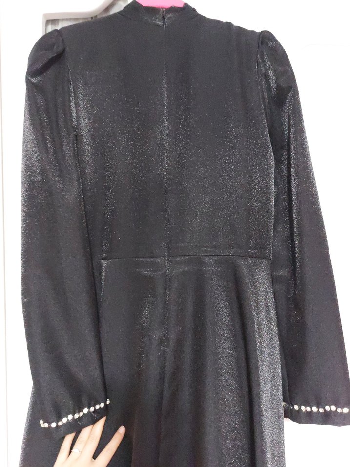 Siyah Tesettür Abiye Elbise - Görsel 5