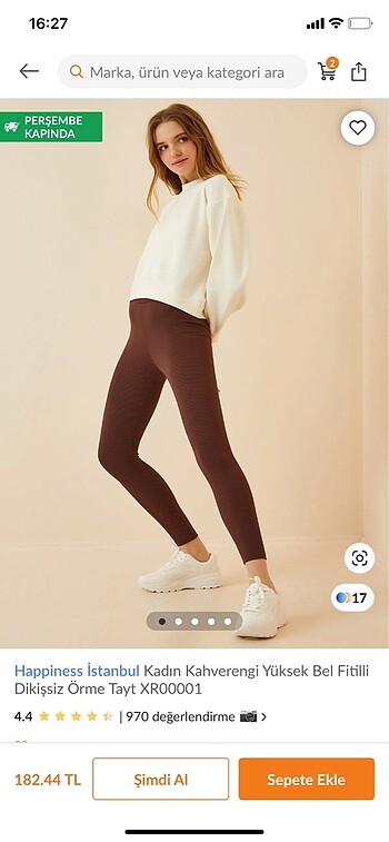 Yüksek bel fitilli dikişsiz örme tayt - Görsel 7