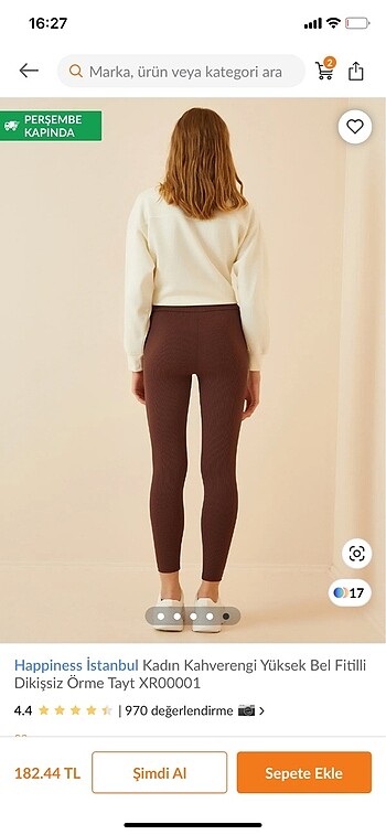 Yüksek bel fitilli dikişsiz örme tayt - Görsel 6