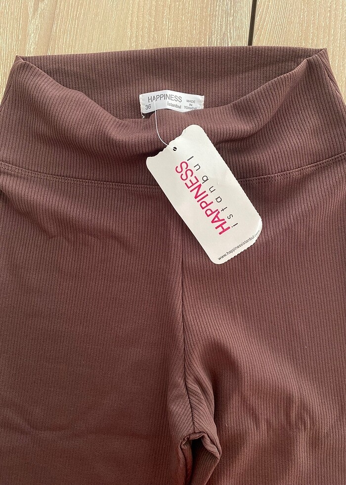 Yüksek bel fitilli dikişsiz örme tayt - Görsel 3