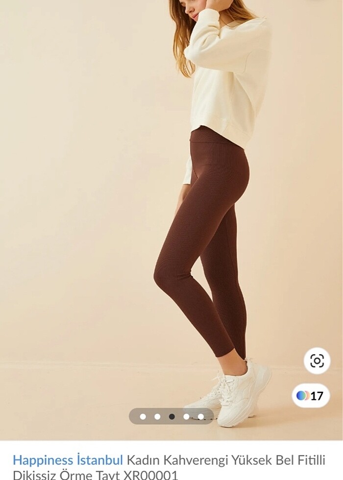 Yüksek bel fitilli dikişsiz örme tayt - Görsel 4