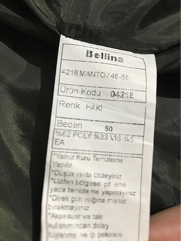 50 Beden Kışlık kaban