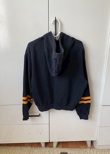 Kapüşonlu Manhattan Baskılı Mavi Sweatshirt - Görsel 4