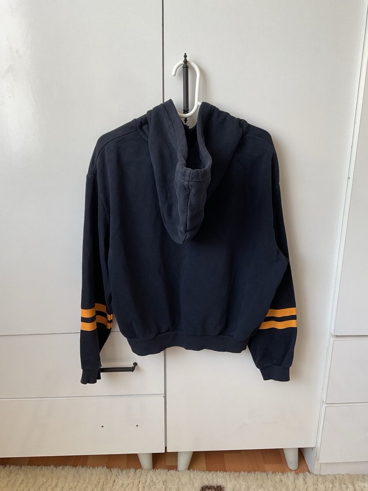 Kapüşonlu Manhattan Baskılı Mavi Sweatshirt - Görsel 4