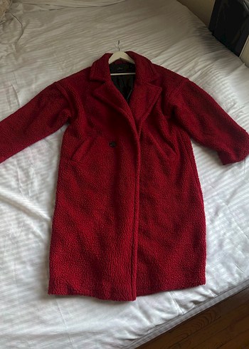 Düğmeli Kırmızı Midi Kadın Kaban - Görsel 2