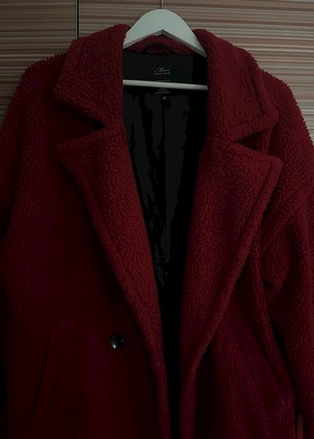 Düğmeli Kırmızı Midi Kadın Kaban - Görsel 4