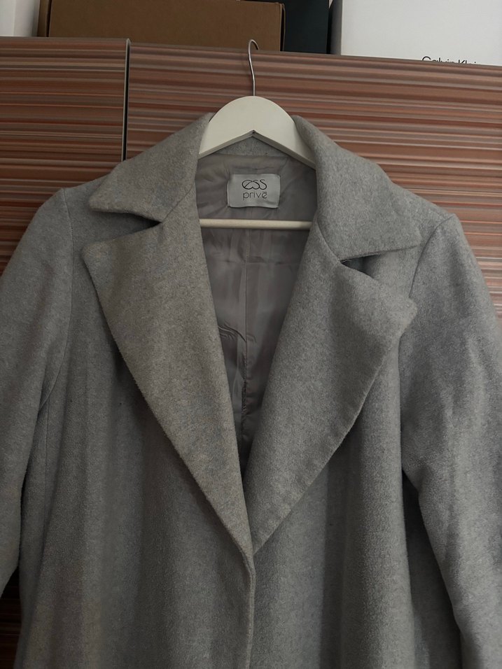 Gri Uzun Kadın Kaban - Görsel 2