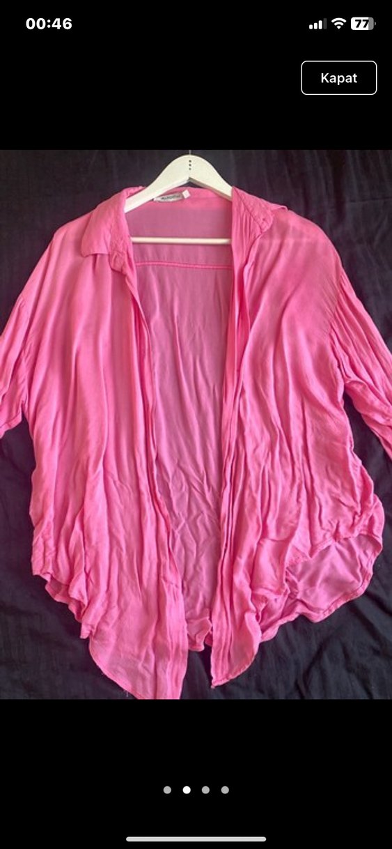 Pembe Bağlamalı Midi Pareo GÖMLEK , Uzun Kollu, Salaş - Görsel 3