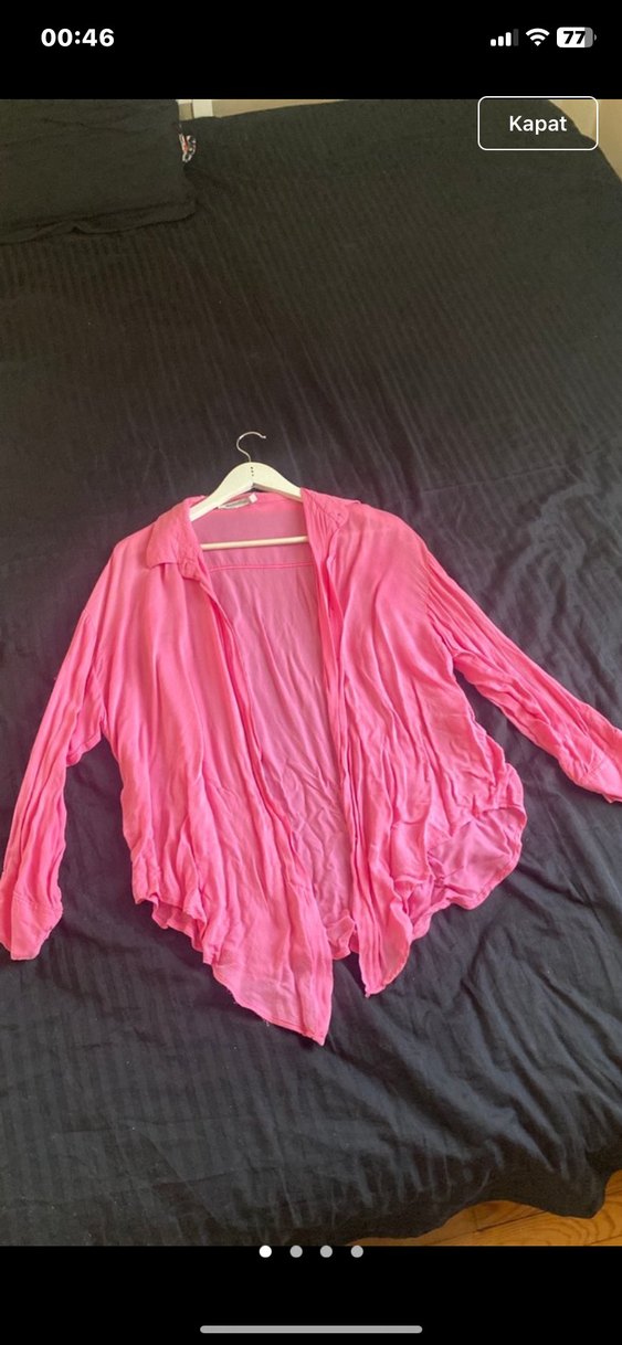 Pembe Bağlamalı Midi Pareo GÖMLEK , Uzun Kollu, Salaş - Görsel 2