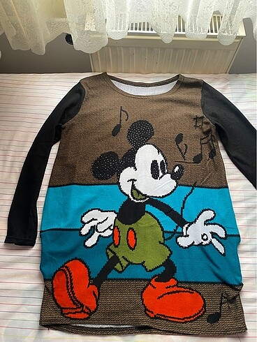 Mickey Mouse Desenli İnce Kazak/Tunik